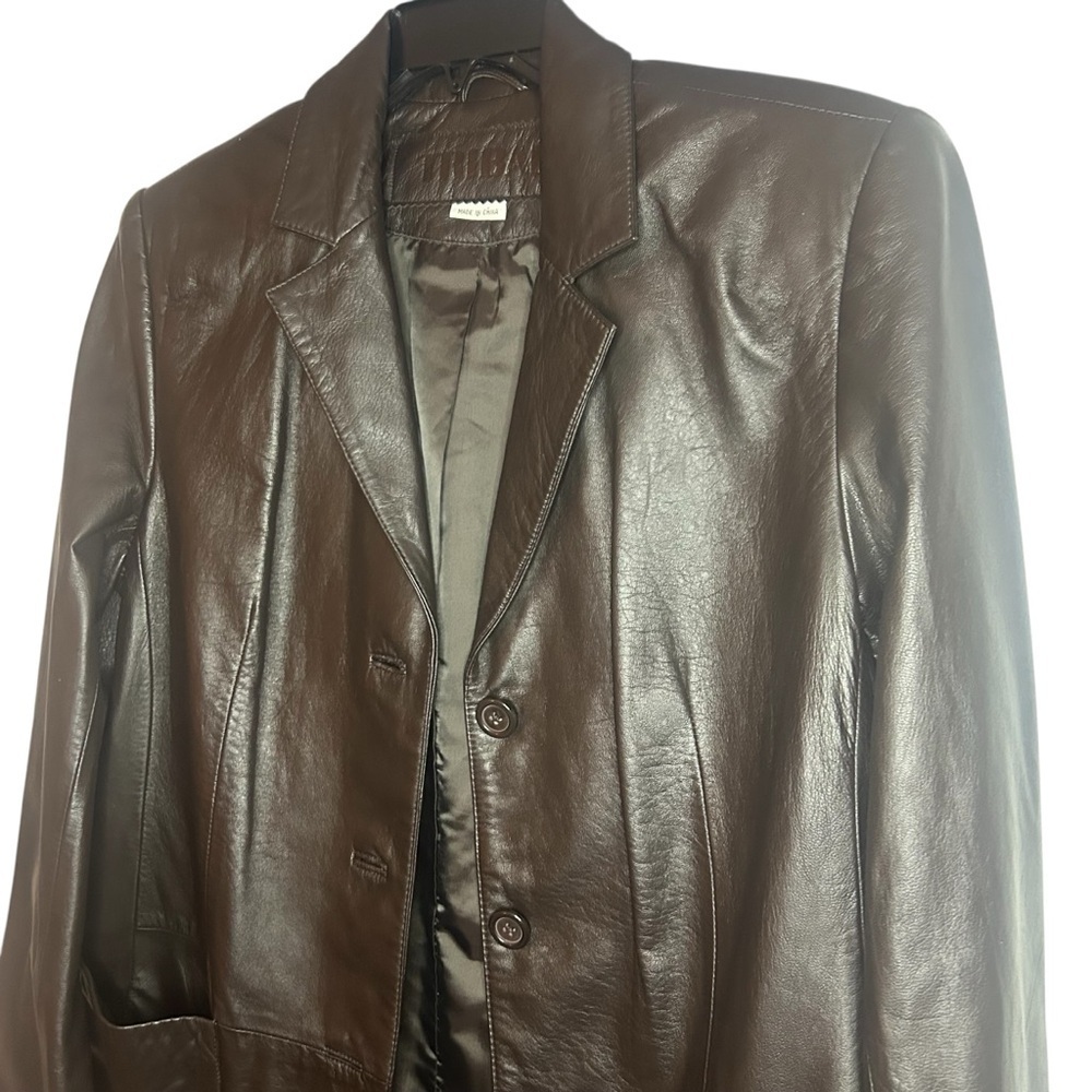 Tribal Genuine Leather Blazer Jacket Women’s Size 10 Brown Classic Lined Coat - Picture 6 of 12